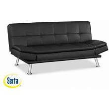 Sofa Bed Futon Couch Convertible Sleeper, Serta Black Faux Leather (Newdisplay)