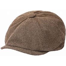 Men Autumn Winter Classic Herringbone Pattern Octagonal Hat Extended Brim Beret Hat Newspaper Painter Hat Fashion