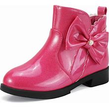PANDANINJIA Toddler/Little Kid Girl's Clara Fashion Short Ankle Boots Pearls Bow Dress Booties With Zipper