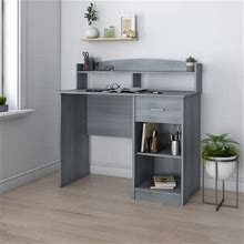 Techni Mobili Modern Office Desk With Hutch, Gray By Ashley, Furniture > Home Office > Desks