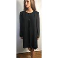 Kay Unger Black Long Sleeve 100% Silk Dress, Size 12 Petites