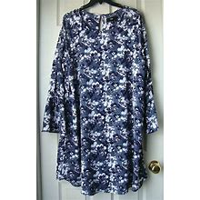 Mossimo Women Crepe Floral Tiered Bell Sleeve Dress Multi Size Xl