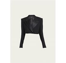 Dolce&Gabbana Cropped Wool Tuxedo Jacket, Black, Women's, 42 It (6 Us), Coats Jackets & Outerwear Wool Coats