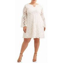 Ella Samani Women's Plus Size Bell Sleeve All Over Lace Dress