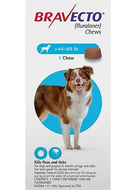Bravecto For Large Dogs 44-88Lbs (Blue) 1 Chews
