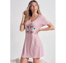 Women's Sleep Shirt Sleepwear 1Pieces - Heathered Pink, Size 3X By Venus