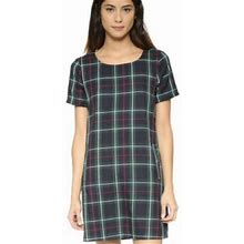 Cupcakes And Cashmere Plaid Tartan Shift Dress Anthropologie Navy