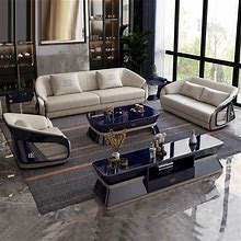 Designer Furniture Italian Light Luxury Living Room Large Post-Modern Luxury High-End Leather Sofa Combination