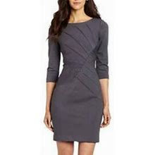 Adrianna Papell Dresses | Adrianna Papell S 4 Gray Ponte Dress Ruched Career | Color: Gray | Size: 4