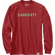 Carhartt Mens 105951 Loose Fit Heavyweight Long-Sleeve Logo Graphic T-Shirt - Bordeaux Heather Medium Regular