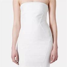 Topshop Dresses | Topshop Strapless Satin Body-Con Dress | Color: White | Size: 8P