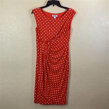 Dressbarn Dresses | Dressbarn Dresss Red/Orange White Polka Dots Size 6 Sleeveless | Color: Red/White | Size: 6