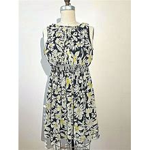 Zara Basics Dress M Multi Color Floral Short Sleeveless Semi Sheer