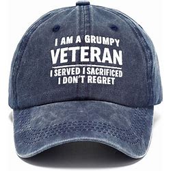 GRUMPY VETERAN Unisex Washed Soft Hat Unconstructed With Funny Graphic Print Text Letters Adjustable Baseball Cap Men Women Fashion Casual Sun Hat