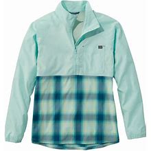 L.L.Bean | Women's Everyday Sunsmart® Woven Shirt, Quarter-Zip Pullover Colorblock Cool Sea Blue/Cool Sea Blue Plaid Medium, Synthetic