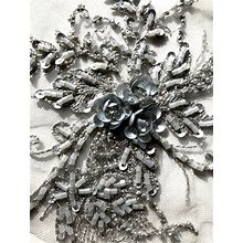 A026-C Silver Hand Made Beaded Sequin Lace Applique For Luxury Shiny Prom Dress, Evening Dress, Fashion Project, Costum, Sashes