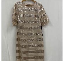 Vince Camuto Dresses | New Vince Camuto Short Sleeve Sequin Dress | Color: Cream | Size: 14