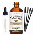 EASY LOOK Castor Oil 4Oz, USDA Certified Organic 100% Pure, Stimulate Growth For Eyelashes, Eyebrows, Hair. Skin Moisturizer & Hair Treatment