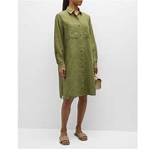 Eileen Fisher Button-Down Organic Linen Midi Shirtdress, Coriander, Women's, L, Casual & Work Dresses Shirtdresses Button-Down Shirt Dresses