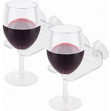 Bathtub Wine Glass Cupholder. Caddy Shower & Relax Bath With Powerful Strong Suction Cups, Clear Acrylic (2 Set)