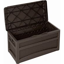 Suncast 73-Gal. Resin Wicker Deck Box With Wheels - Brown | Shelhealth