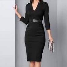 Venus Dresses | Bnwt! Gorgeous Black Dress W/ Belt | Color: Black | Size: 20