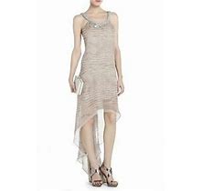 Bcbgmaxazria Pumice Irina Beaded Asymmetric Dress Vmy6r185/Al213 Size S