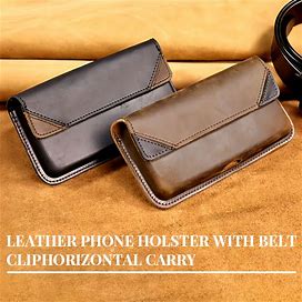 Suitable For iPhone 13Pro Max Genuine Leather Phone Case, Horizontal Phone Holster Pouch Belt Holder Belt Clip Bag,Black,Must-Have,Temu