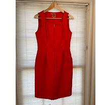 Tory Burch Knee Length Red Sheath Dress Size Us 4 - Excellent