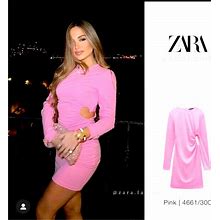 Zara Dresses | Zara Bloggers Favorite Heart Cut Out Mini Dress | Color: Pink | Size: M