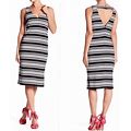 Betsey Johnson Dresses | Betsey Johnson Stripes V Neckline Shift Midi Dress | Color: Black/White | Size: 10
