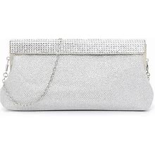 Nina Sweeny 21 Clutch | Women's | Silver Metallic Glitter Fabric | Size One Size | Handbags | Clutch
