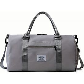 Solid Color Large Capacity Travel Luggage Bag, Lightweight Versatile Overnight Handbag, Tote Bag, Sports Fitness Bag,Grey,Handpicked,Temu