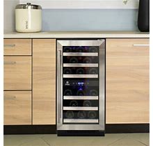 Vinotemp Connoisseur Series Compact Dual-Zone Wine Cooler, Stainless Steel In Gray | 33.13 H X 22.5 W X 14.75 D In | Wayfair