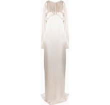 Saint Laurent - Silk Cape Empire Long Dress - Women - Silk - 42 - Neutrals