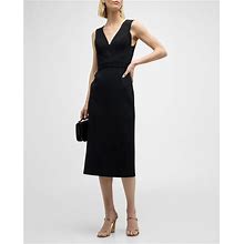 St. John Cutout Milano Knit Midi Dress, Black, Women's, 10, Casual & Work Dresses Knit Dresses