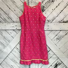 Althuser Dresses | Vintage 100% Linen Embroidered Polka Dot Dress | Color: Green/Pink | Size: 6