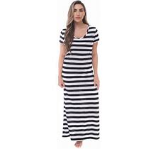 Just Love Short Sleeve Dress With Stripes 2193-Nw-Xl (Black White Stripe, 3X)