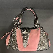 No Brand Bags | Gorgeous Blingy Pink Suede Leather Bag! Nwot | Color: Black/Pink | Size: Os