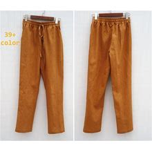 Linen Pants Trouses Ginger Loose Comfortable Pants Long Pants For Women Autumn Spring Pants Handmade Elastic Waist Pants Long Pants
