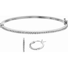 Diamond Mystique Bangle Bracelet & Hoop Earring Set