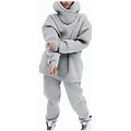 Promotion Sale, Eguiwyn Women's Tracksuit Autumn And Winter Warm Solid Tracksuit On Youth Loose Fit Suit Winter Walking Suit