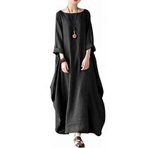 Xiuh Women Plus Size Boho Vest Dress Ladies Summer Beach Floral Maxi Kaftan Dress Womens Plus Size Dresses Black Xl