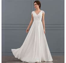 JJ's House Wedding Dress Bridal Dress Ivory Long V-Neck A-Line 2024