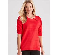 Noni B - Womens Jumper - Regular Winter Sweater - Red Pullover - Pintuck Button - 3/4 Sleeve - Scoop Neck - Smart Casual Clothing - Warm Work Wear L