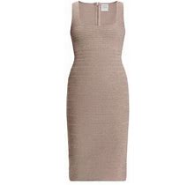 HERVE LEGER Women's Bandage Squareneck Midi-Dress - Dune - Size Small