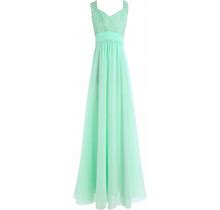 Yizyif Kids Girls Chiffon Lace Princess Dress Ruched High Waist 2 Layer Dresses For Wedding Birthday Party Turquoise 16