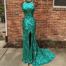 Sherri Hill Dresses | Green Sequin Sherri Hill Prom Pageant Gown | Color: Gold/Green | Size: 0