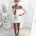 White Lace Off Shoulder Mini Dress Summer Beach Dress Cold Shoulder Dress
