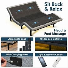Renanim Adjustable Bed Frame With 14" Mattress, Dual Massage, Zero Gravity, 5 Minutes Installation, USB Ports, App Control Split King - Medium